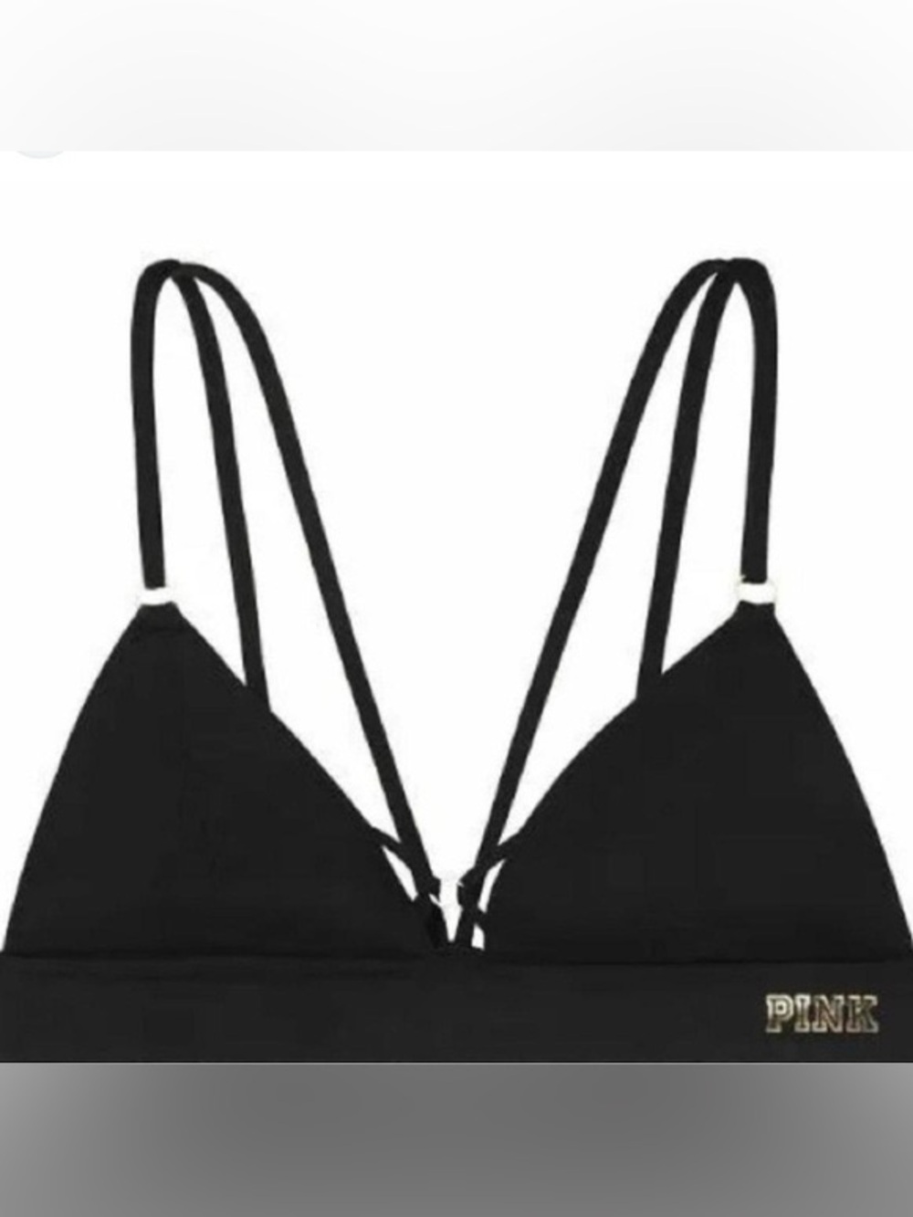 Victoria’s Secret PINK Bonded Black Strappy Triangle Bralette Size Small